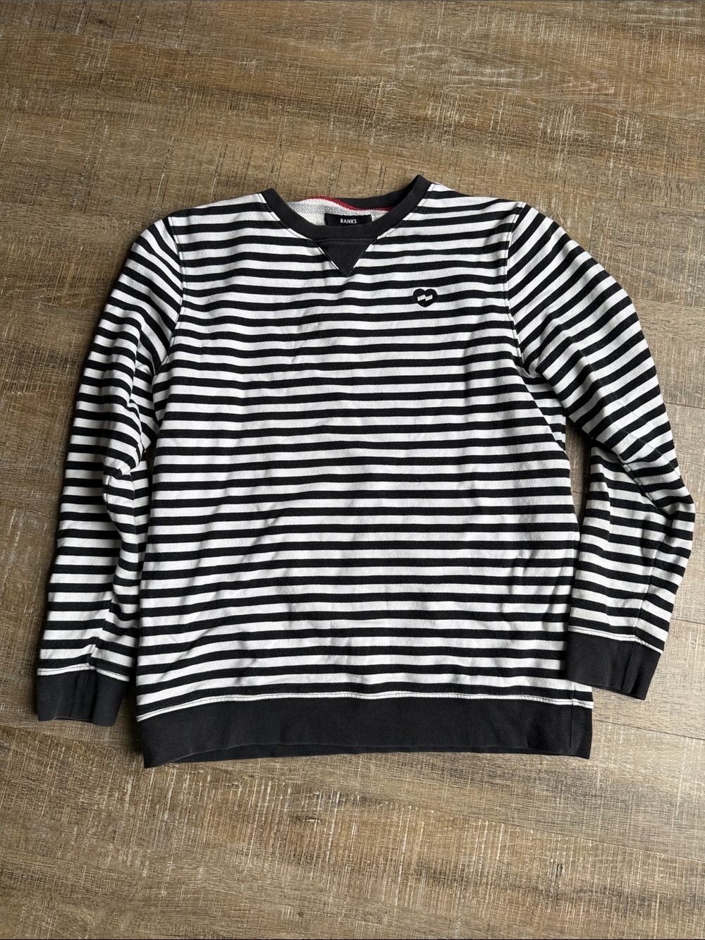 Banks Journal Navy White Stripe Crewneck Sweatshirt Size L